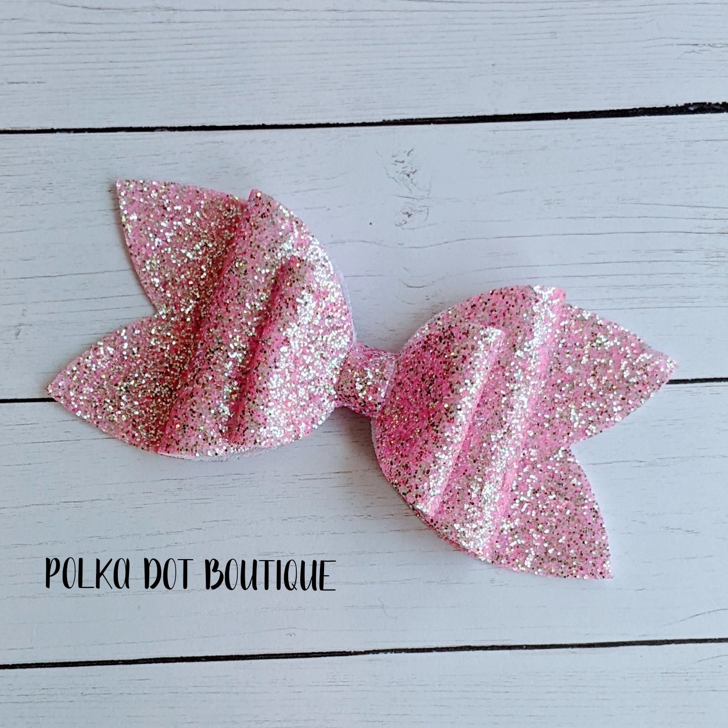 Pink Glitter Faux Leather Bow