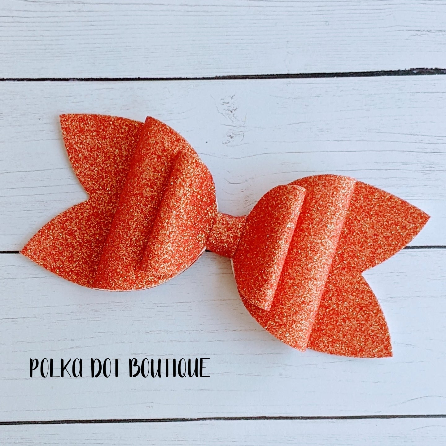 Peach Glitter Faux Leather Bow