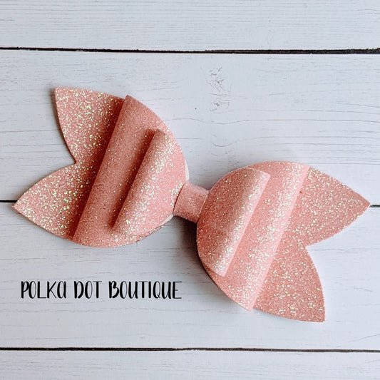 Light Pink Glitter Faux Leather Bow