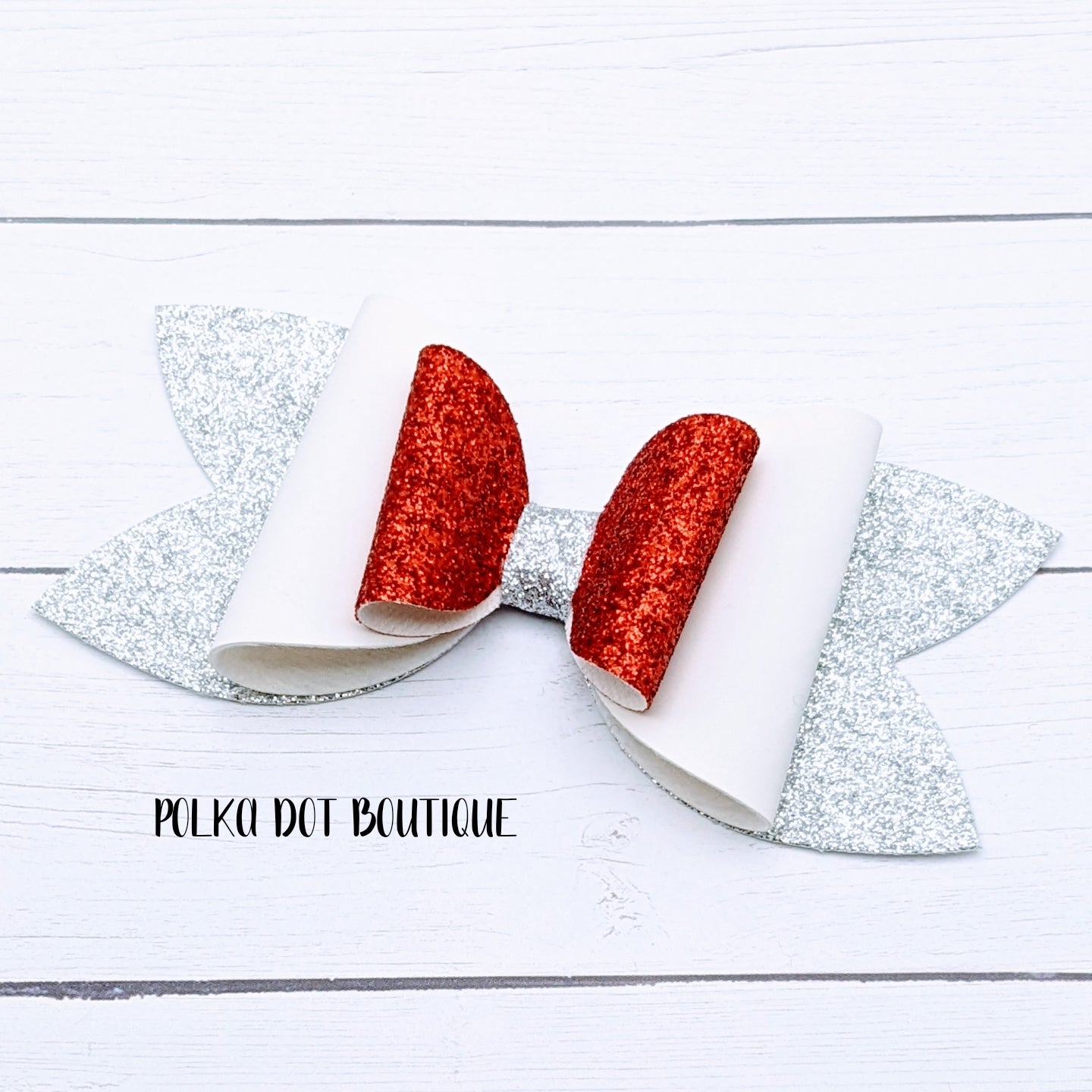 Ohio State inspired Glitter Faux Leather Bow