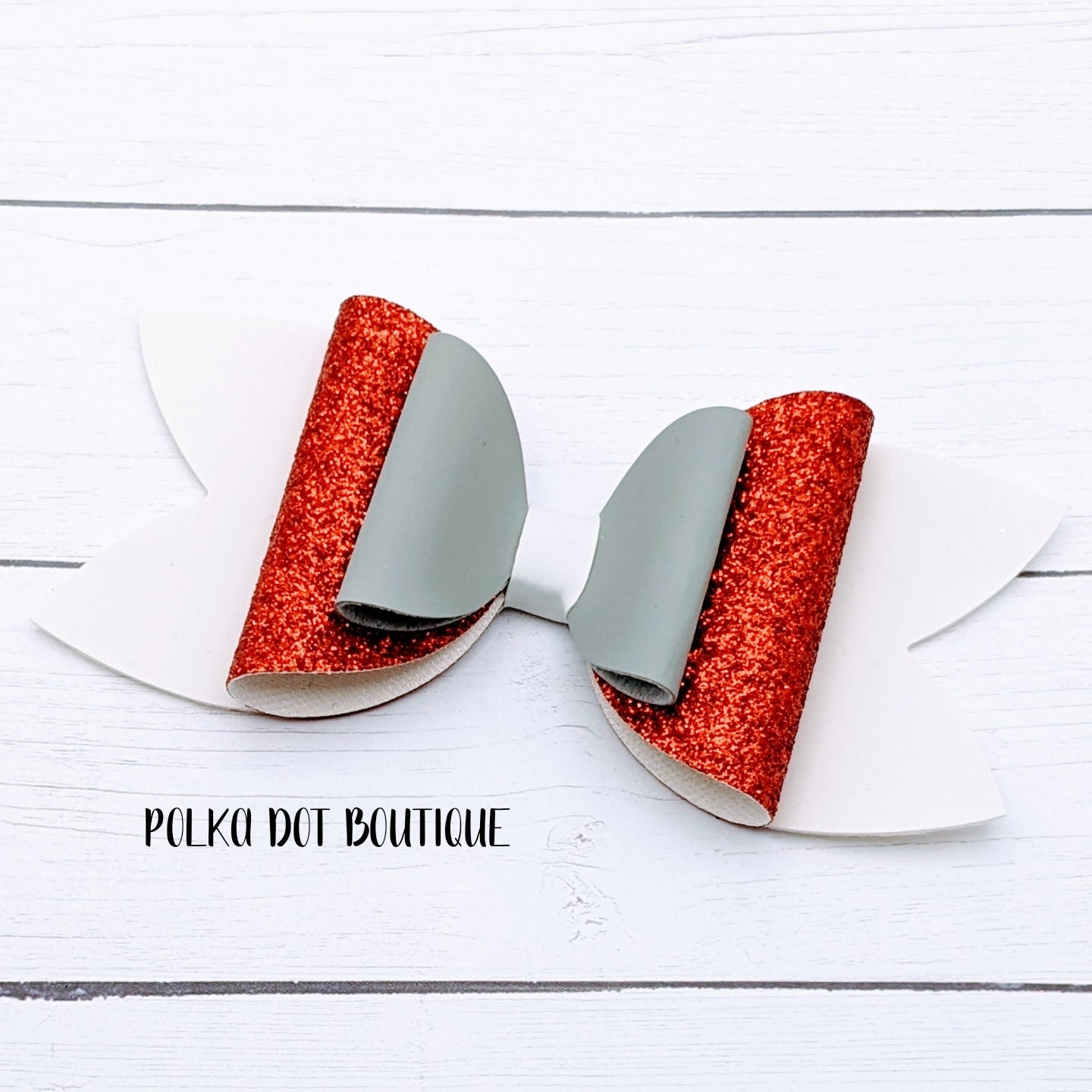 Ohio State inspired Glitter Faux Leather Bow