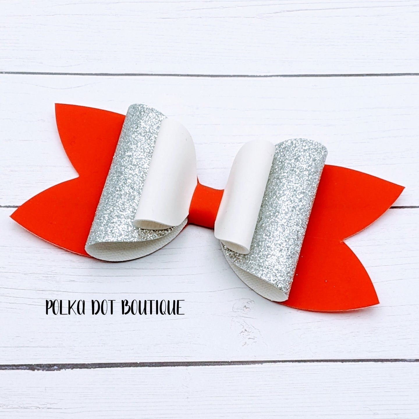 Ohio State inspired Glitter Faux Leather Bow