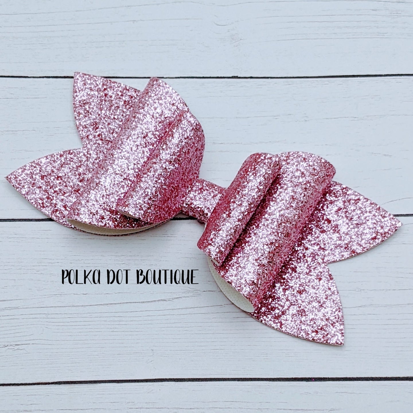 Pink Glitter Faux Leather Bow