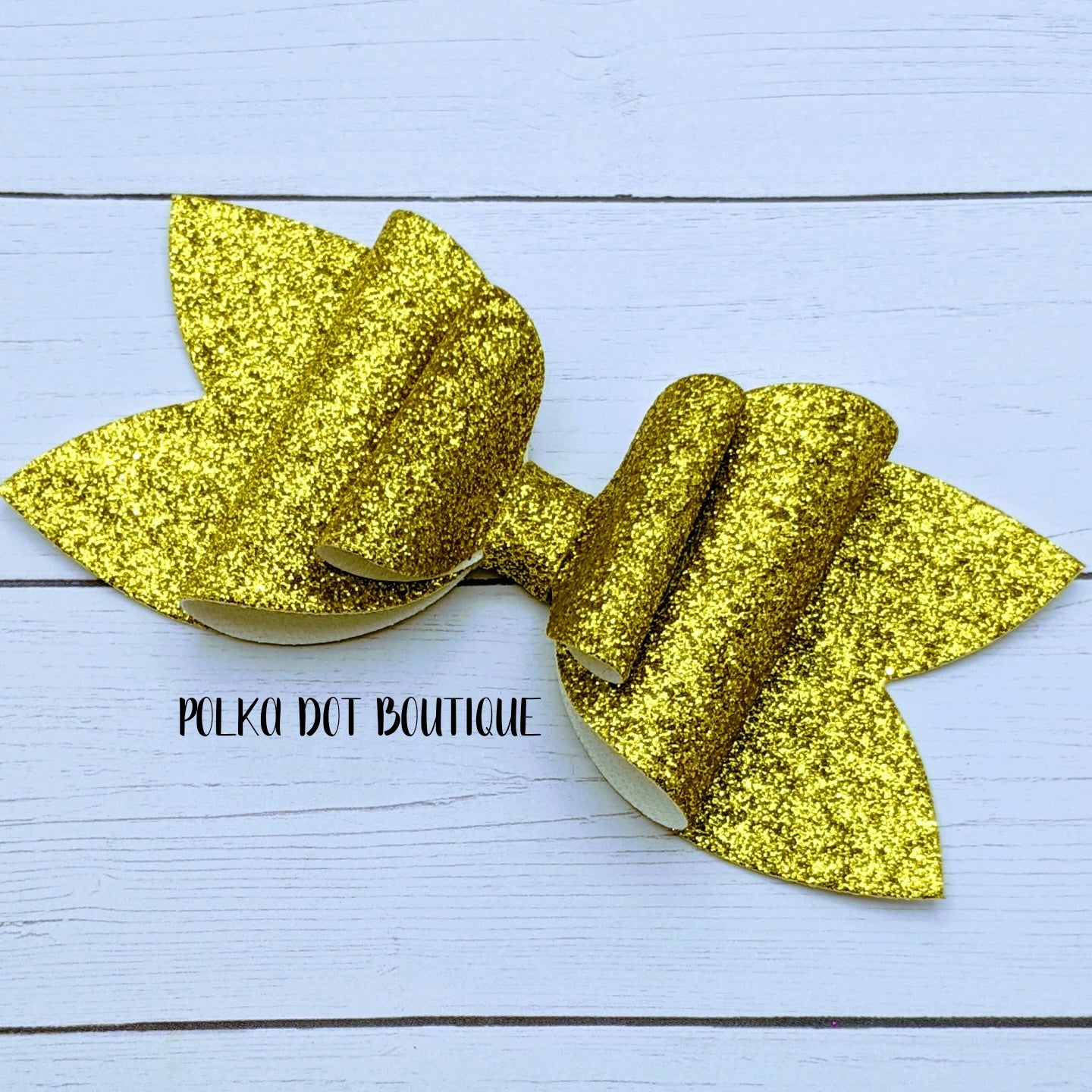Gold Glitter Faux Leather Bow