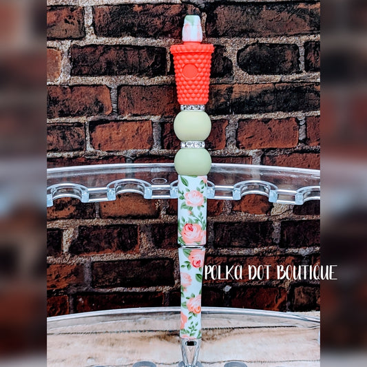 Coral Tumbler Silicone Beaded Pen