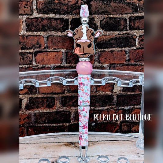 Cow Silicone Beaded Pen