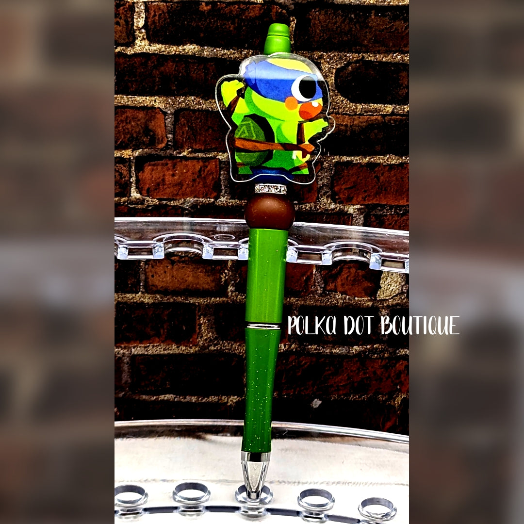 Nina Turtles : Leonardo Silicone Beaded Pen