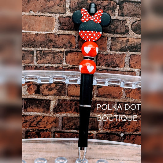 Red Minnie Silicone Beaded Pen