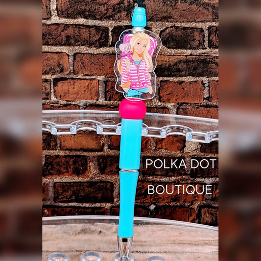 Barbie Silicone Beaded Pen