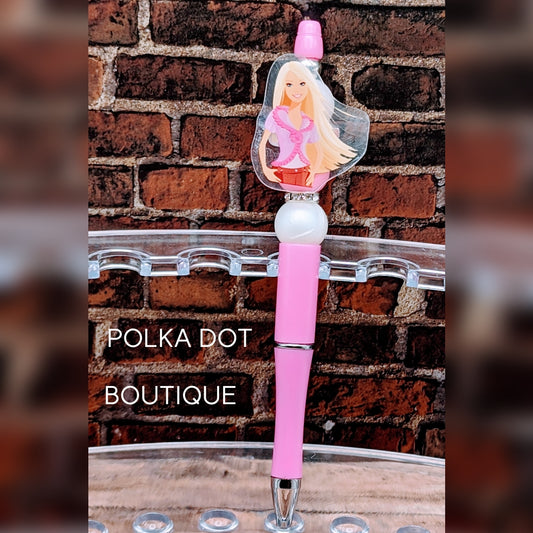 Barbie Silicone Beaded Pen