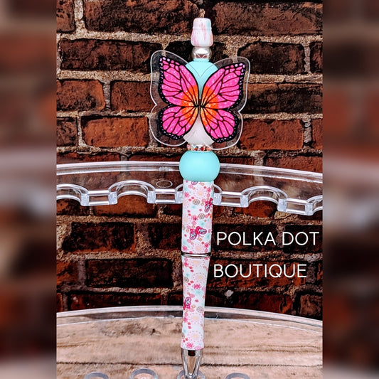 Barbie Butterfly Silicone Beaded Pen