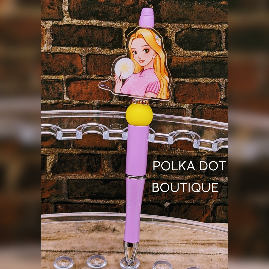 Princess: Rapunzel Silicone Beaded Pen