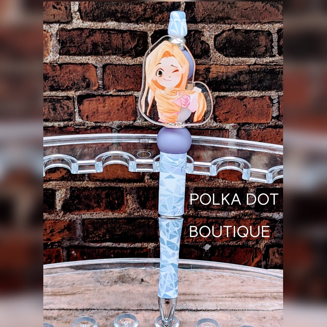 Princess: Rapunzel Silicone Beaded Pen