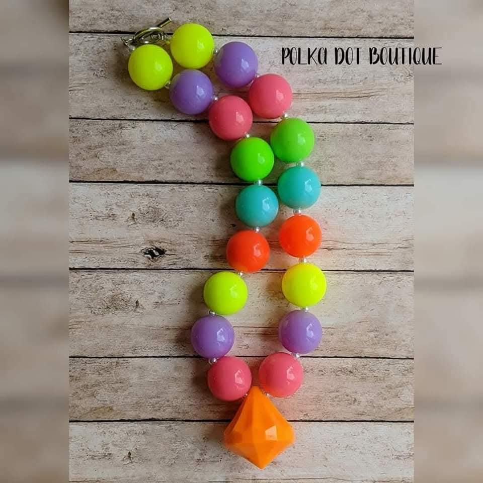 Orange Diamond Chunky Necklace