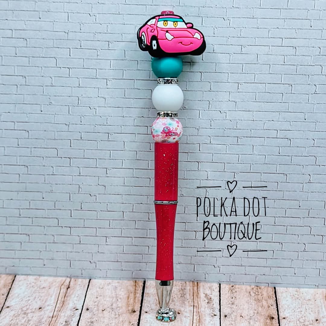 Cars : Pink Silicone Beaded Pen