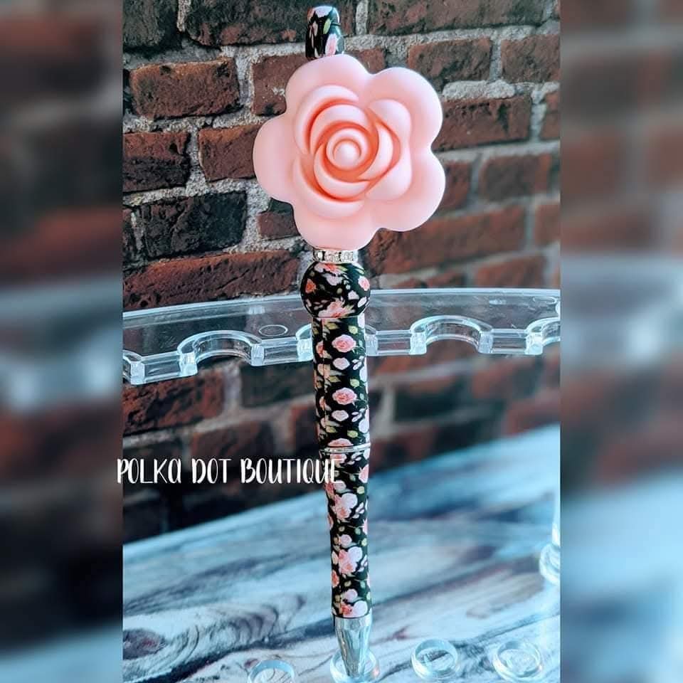Flower : Pink Silicone Beaded Pen