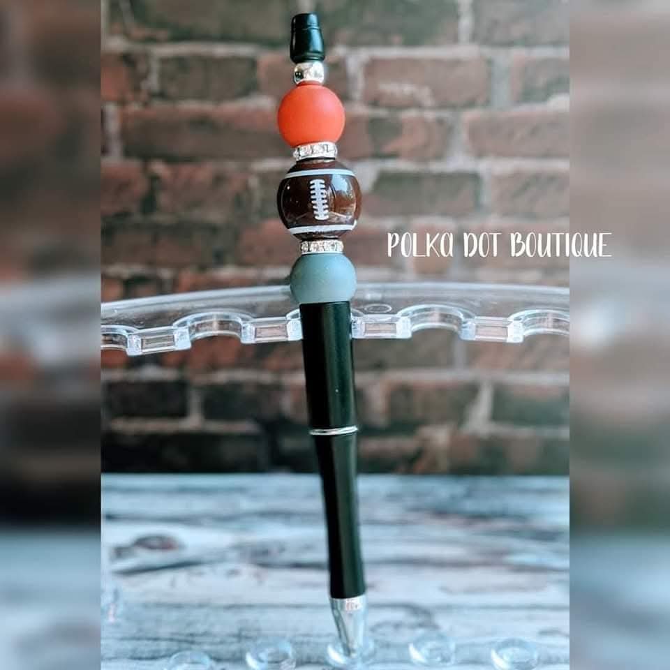 Football Silicone Beaded Pen (choose team bead color for your favorite team)