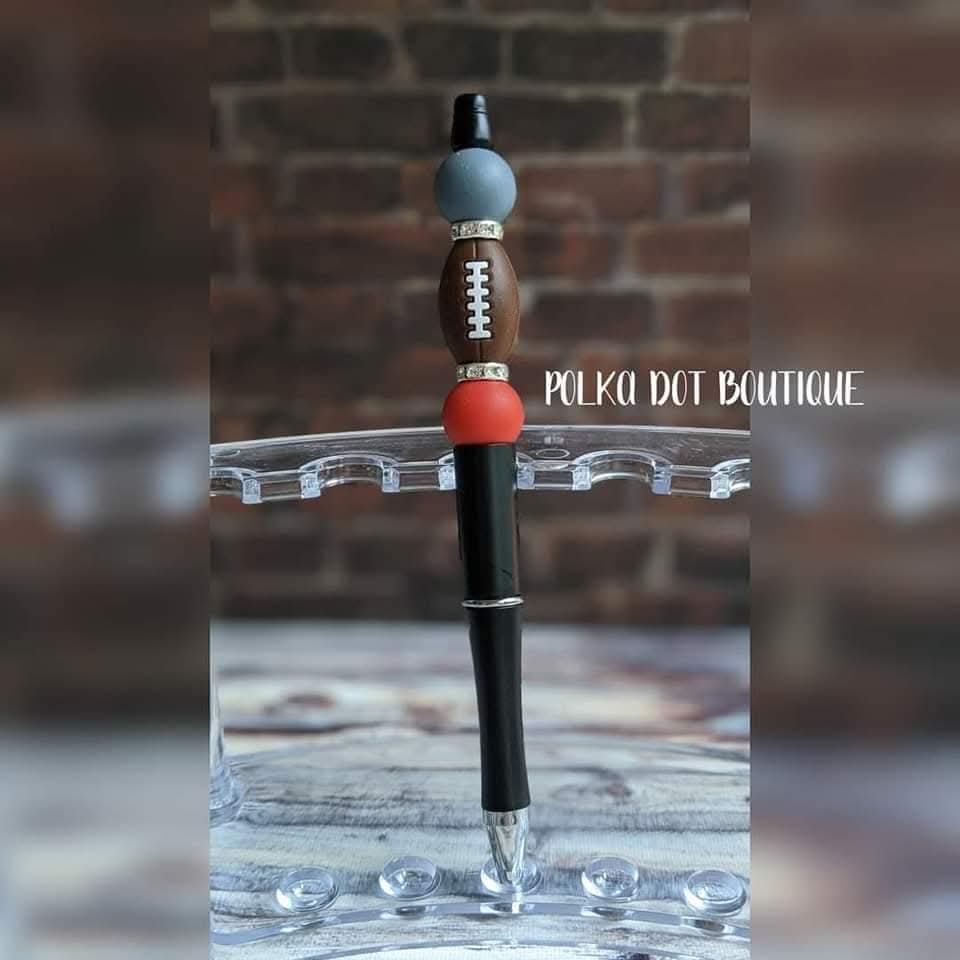 Football Silicone Beaded Pen (choose team bead color for your favorite team)