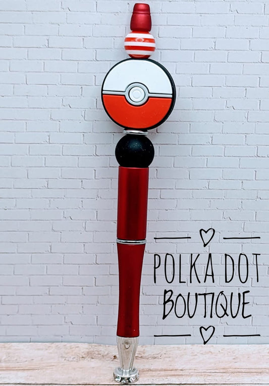 Pokemon Ball Silicone Beaded Pen