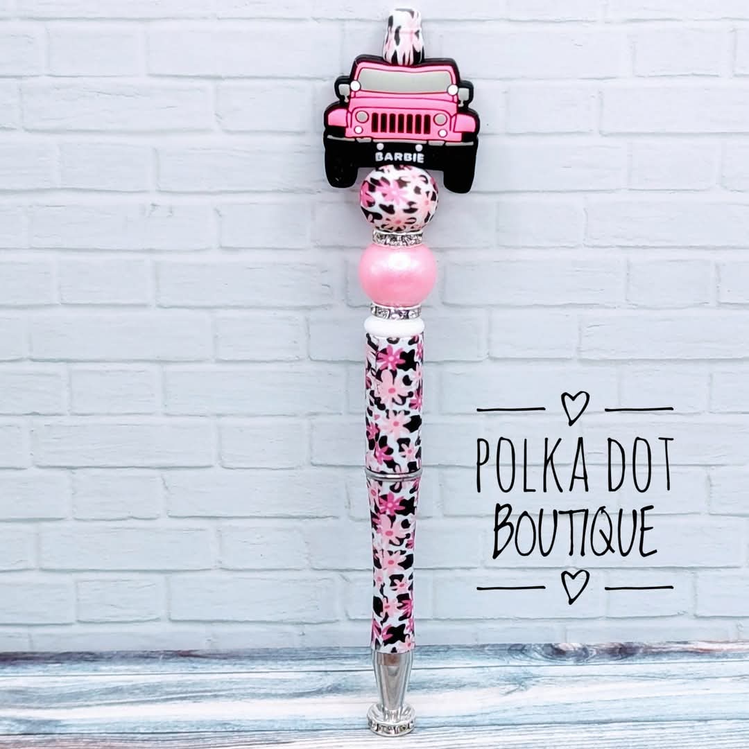 Jeep : Pink Barbie Silicone Beaded Pen