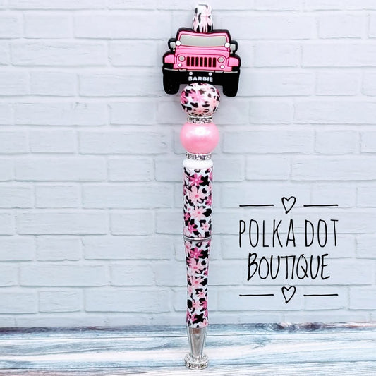 Jeep : Pink Barbie Silicone Beaded Pen