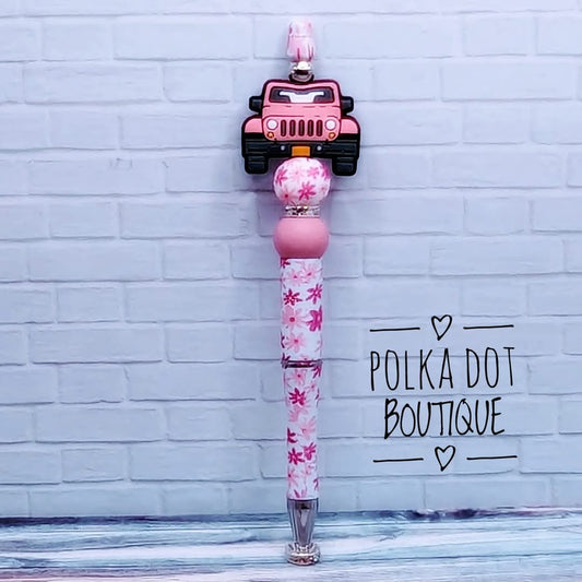 Jeep : Pink Silicone Beaded Pen