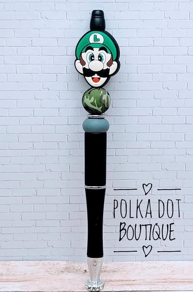 Mario Bros : Luigi Silicone Beaded Pen