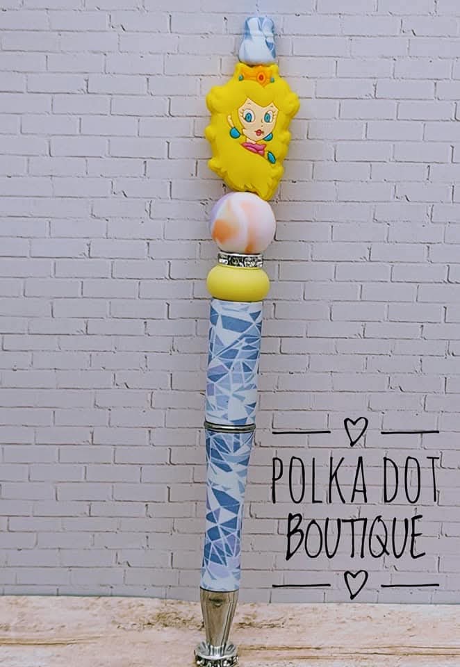 Mario Bros : Princess Peach Silicone Beaded Pen