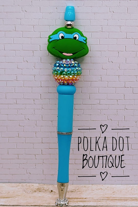 Nina Turtles : Leonardo Silicone Beaded Pen