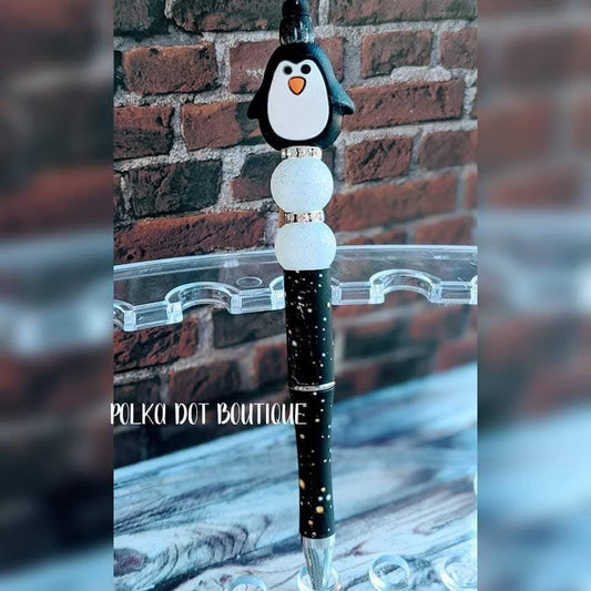 Penguin Silicone Beaded Pen