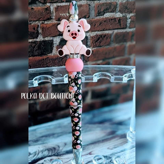 Piggie Silicone Beaded Pen