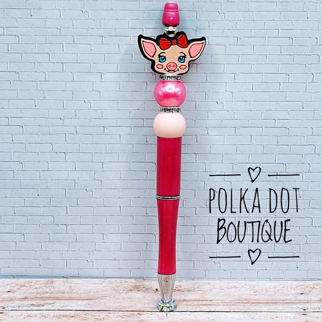 Piggie Silicone Beaded Pen