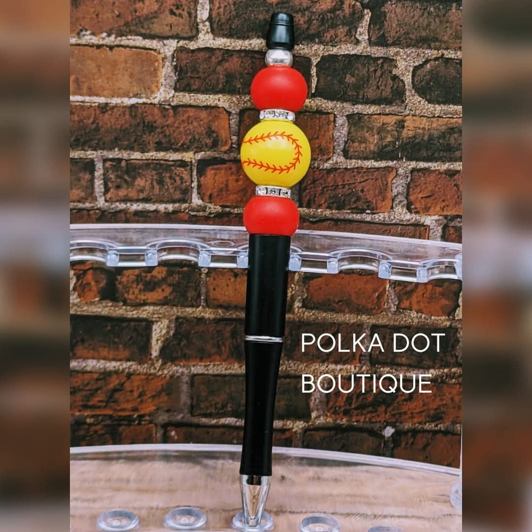 Softball Silicone Beaded Pen