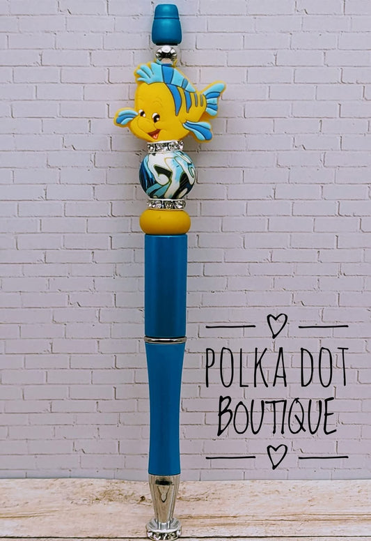 Little Mermaid : Flounder Silicone Beaded Pen
