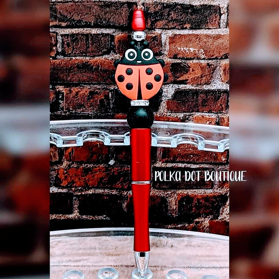Ladybug Silicone Beaded Pen