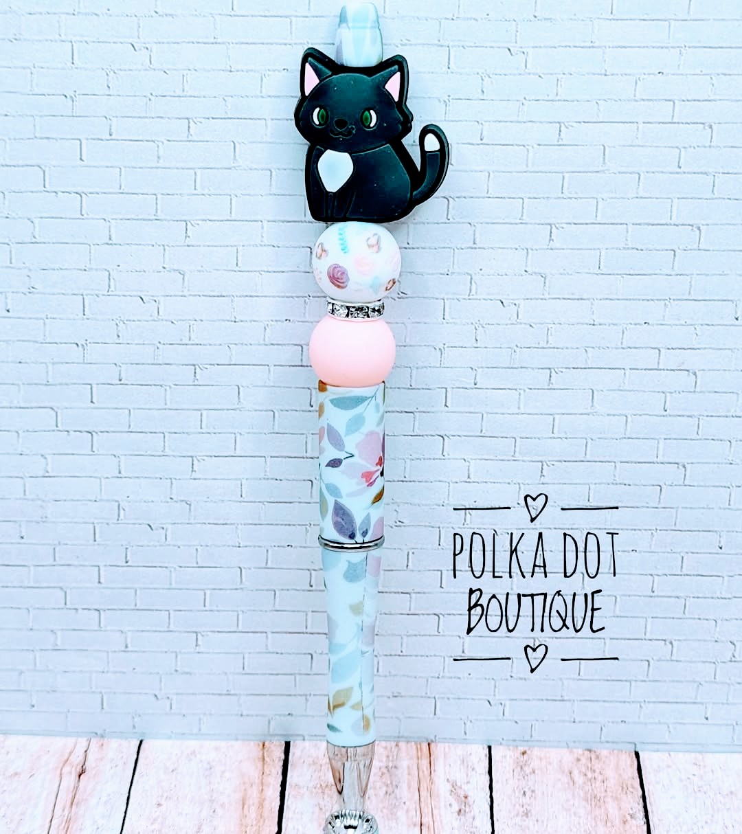 Kitten : Grey Silicone Beaded Pen