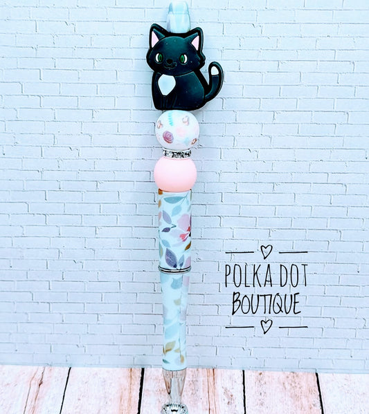 Kitten : Grey Silicone Beaded Pen