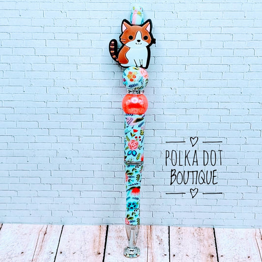 Kitten : Brown and Tan Silicone Beaded Pen