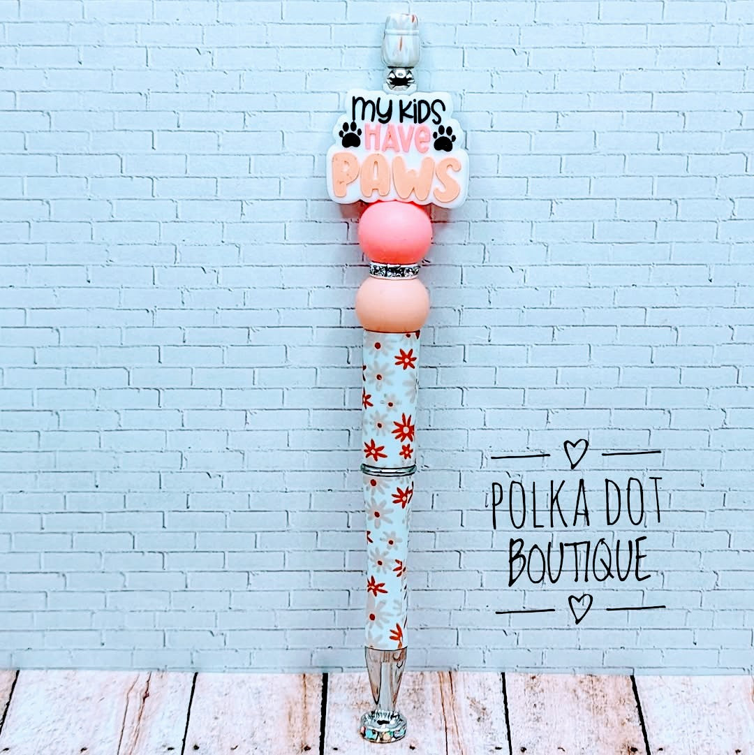 My kids have paws Silicone Beaded Pen
