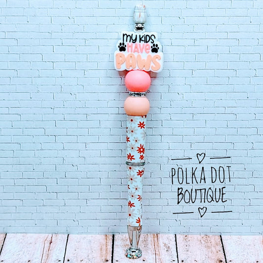 My kids have paws Silicone Beaded Pen