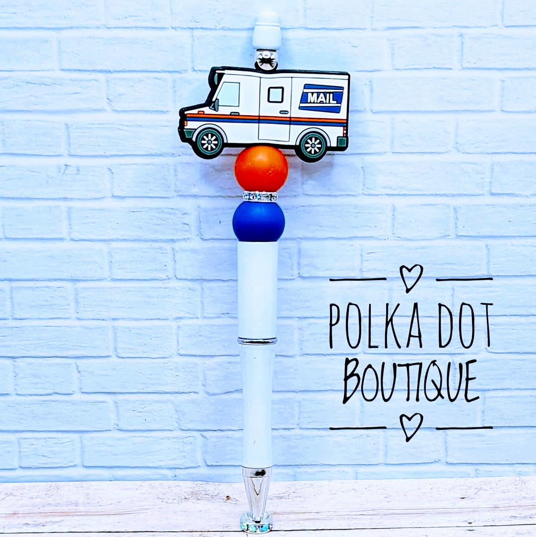 Mail Truck Silicone Beaded Pen