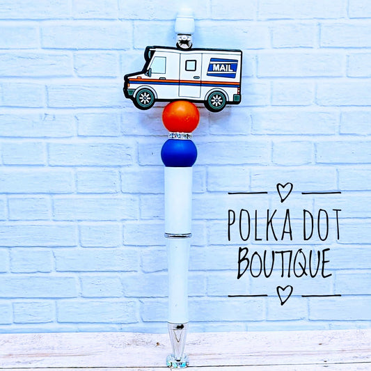 Mail Truck Silicone Beaded Pen