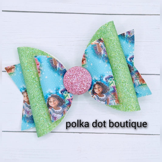 Maribel Glitter Princess Faux Leather Bow