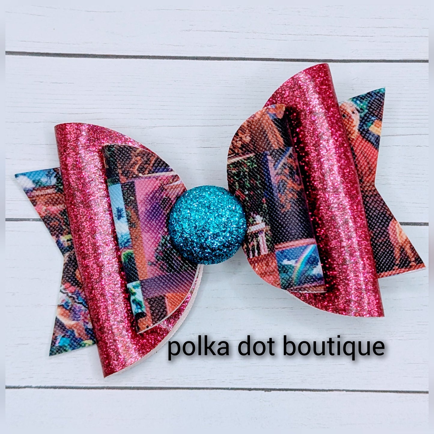 Encanto Family Glitter Faux Leather Bow