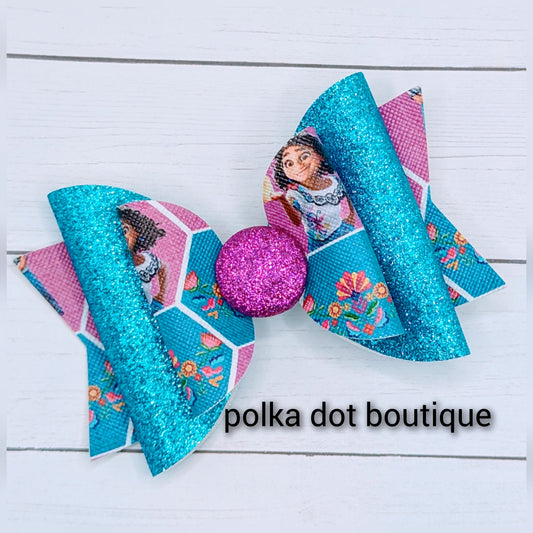 Maribel Glitter Faux Leather Bow