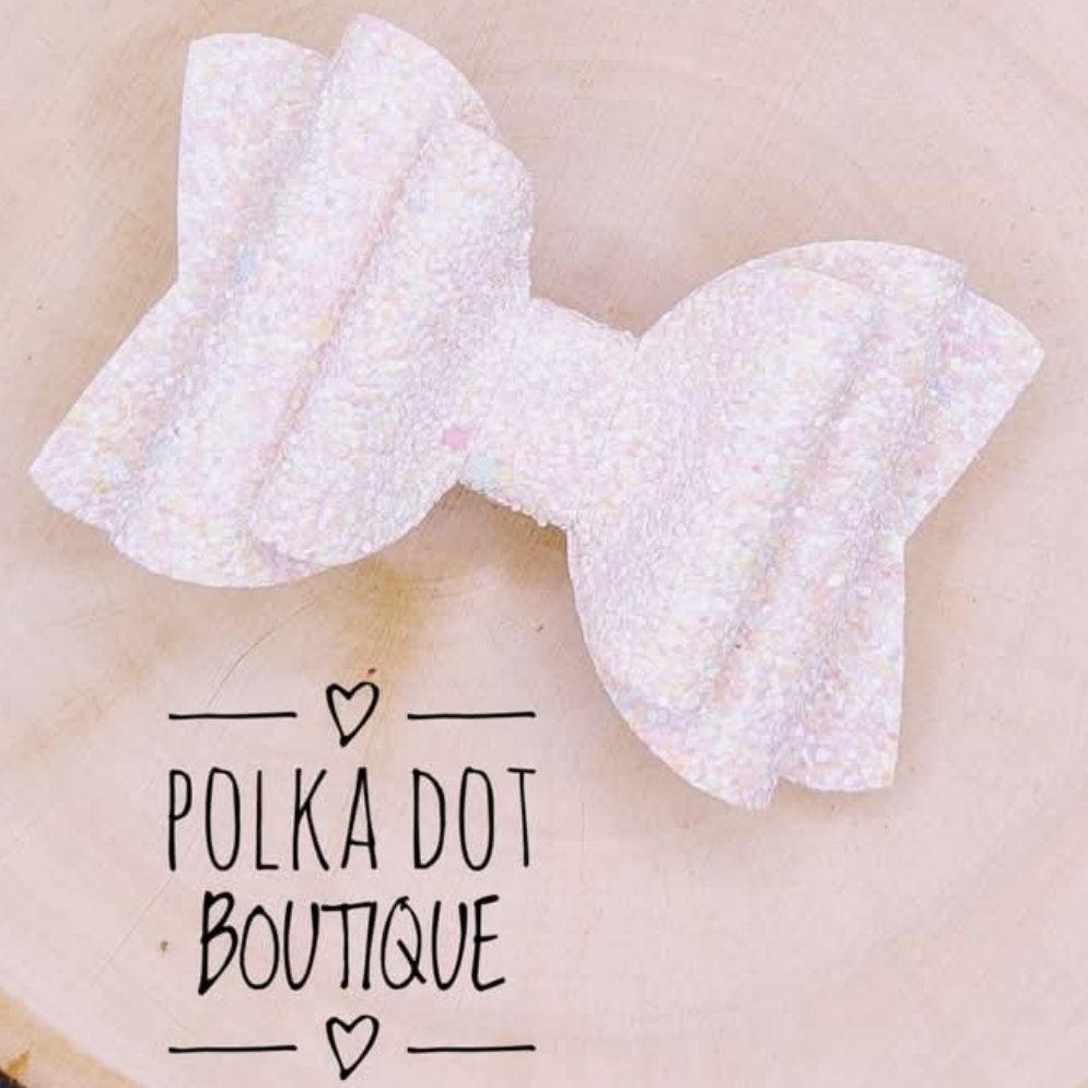 Pink Glitter Faux Leather Bow