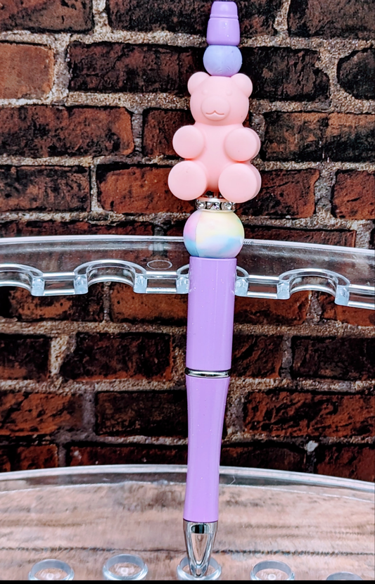 Gummy Bear : Pink Silicone Beaded Pen