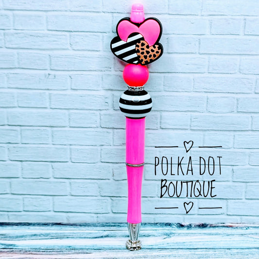 Heart Silicone Beaded Pen