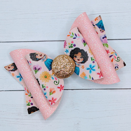 Maribel Glitter Faux Leather Bow