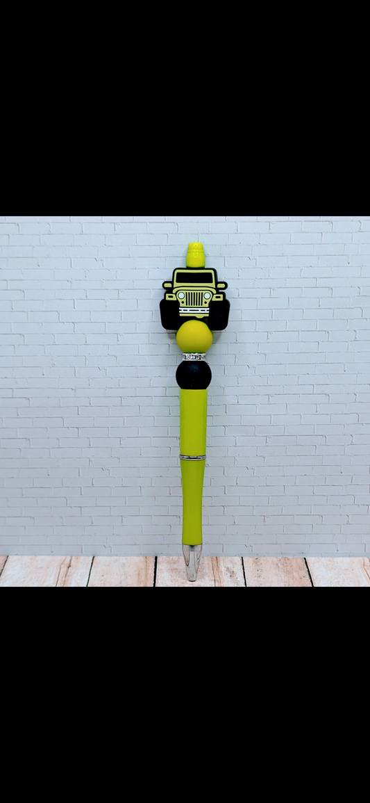 Jeep : Lime Green Silicone Beaded Pen